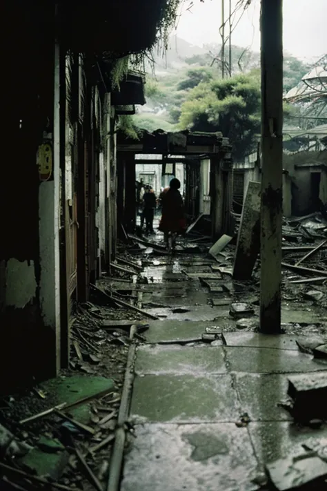 amusement park,moss,Collapse,Devastation,Inside the ruins is narrow,Showa,Glasses,Women,adventure,Black and White,