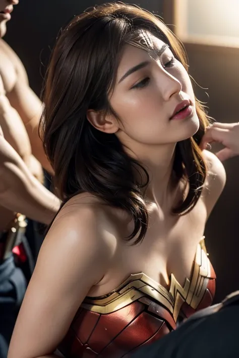 From behind,完璧なWonder Womanの衣装,Get on all fours,Lick my face,My head is licked,Having your hair licked,Body licking,sleeping face,Close ~ eyes,Open your mouth,Tired face,Face of Suffering,sleeping face,Fight with the men,Surrounded by men,,caught between m...