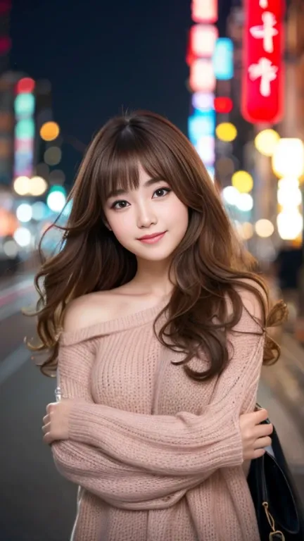 highest quality，masterpiece，超A high resolution，RAW Photos，One Girl，Loose perm hair、length、brown hair、Arms crossed、Japanese、Loose perm hair、length、brown hair、smile、Arms crossed、Professional photography、Same skin type as humans、A woman dressed in Japan from ...