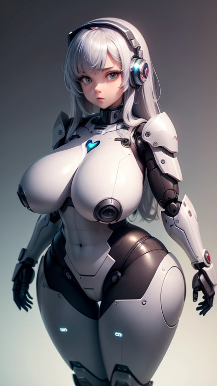 One Girl, chest, Covered face, curvy, huge chest, humanoid robot, Claw hands, Joint, No mouth, can&#39;I can not stand it, robot, robot Joint, Shiny, Shiny skin, Simple Background, alone, thick Thighs, Thighs, White Background, Wide Hips, robot, humanoid r...