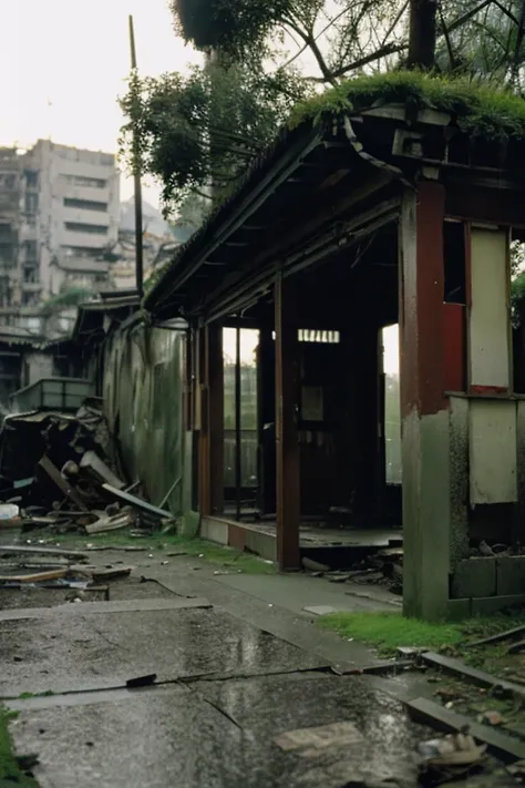 amusement park,moss,Collapse,Devastation,Inside the ruins is narrow,Showa,Glasses,Women,adventure,Black and White,