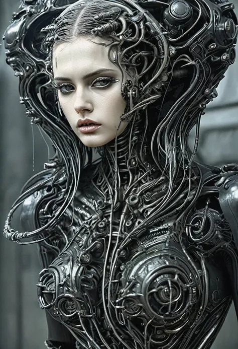 bio mechanical cyberpunk hr giger hybrid girl