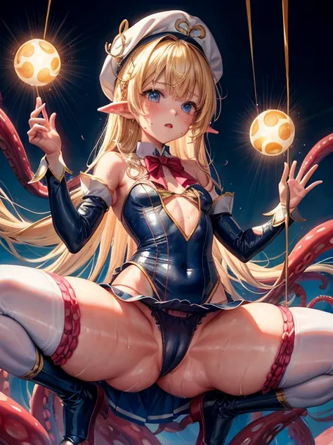 Cinematic lighting、Spread your legs、Spread your legs、Sweaty、Spread your legs、Tied up by octopus tentacles、Embarrassing、Magic 、Magic girl costume、Magical Girl Costume、highest quality、Blonde、Uterus、Covered in semen、 Sweat、Magic girl costume、Panties Small、Mag...