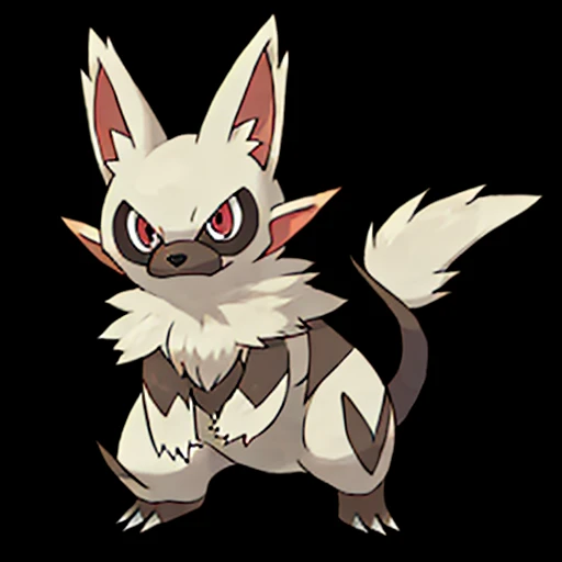 pkmn, big eyes, eyes wide open, tail, big ears, tall, cute, scary, small, on two legs, on four legs, fluffy, small nose, cartoon...