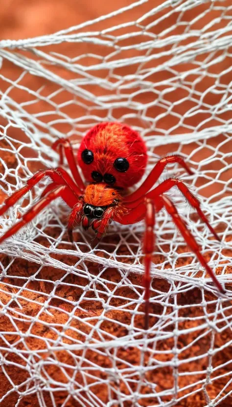 Pen and paper, Red Cliff, Animal spider, Spiders, Red Cliff spider, Cute happy spider, Sitting in the net 