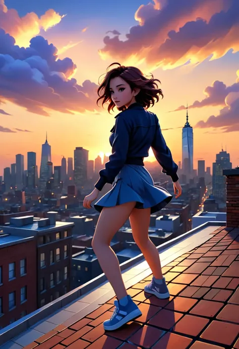 (a person standing on the rooftop),(best quality,4k,8k,highres,masterpiece:1.2),ultra-detailed,realistic,photorealistic:1.37,[bricks],[tiles],[skyline] [of a city],[strong winds blowing],[majestic view],[city lights],[dusk],[wind-swept hair],[urban landsca...