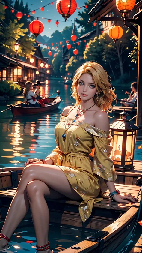 ((最high quality, 8K, masterpiece: 1.3, Ultra HD, high quality, 最high quality, High resolution, realism)) 、A 22-year-old extremely beautiful white woman、Hair color blonde、blue eyeedium Hair、Straight Hair、smile、Slender but well-proportioned body、Background b...