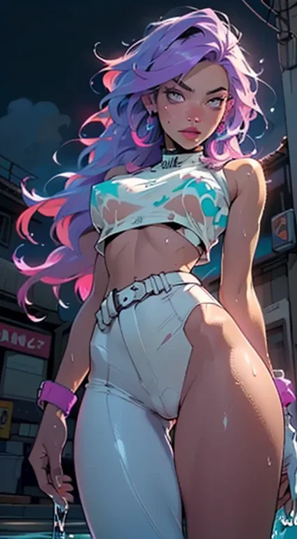 cute cartoon girl,(((1girl))),((extremely cute cartoon girl with liquid paint hair)),

(large breasts:1.4),(((very long hair,absurdly long hair,hair down to the waist,liquid paint hair:1.1,neon purple hair|neon pink hair|neon blue hair|neon aqua hair|purpl...