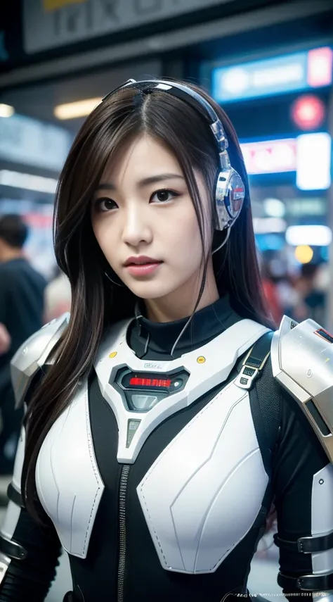 (Best Quality, 8k, 32k, Masterpiece, UHD: 1.3), (Pictures of Japan Attractive Women), (Cyberpunk: 1.4), (Realism: 1.4), (Best Quality: 1.0), (Super-Resolution: 1.0), 8K, RAW Photos, (Masterpiece: 0.2), Ultra Detail, One Girl, ((Big: 1.4)), (Long Wavy Hair)...