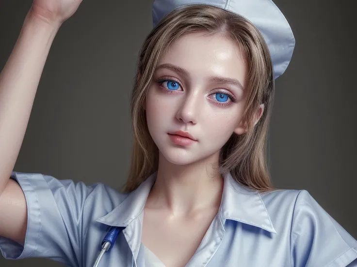 (((masterpiece)),((highest quality)),perfect image,8k UHD,(detailed and beautiful eyes:1.3),(Upper body:1.1),(look ahead:1.1)super detailed,High resolution). 1girl wear nurse uniform