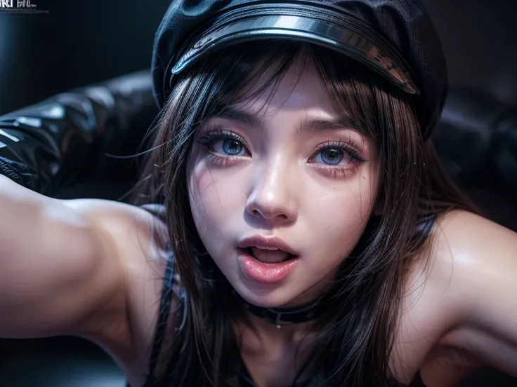 1girl wearing police uniform,ahegao(8k,hd,ultrahd,realisric,hdr,detailed)