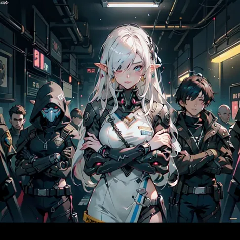 ((masterpiece)), (top quality), (best quality), ((ultra-detailed, 8k quality)), Aesthetics, Cinematic lighting, (detailed line art), absurdres, (best composition), (high-resolution),
BREAK,
Beauty of a elf girl, mecha girl, tech wear police organic cyborg,...