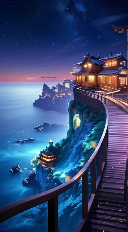 Night view通往带茅草屋顶海滨别墅的码头, Amazing wallpapers, Beautiful wallpapers, background artwork, Landscape Wallpaper, 4K HD Wallpapers非常详细, HD Wallpapers, Night view, Amazing background, beautiful detailed background, Anime Background Art, HD Wallpapers, 4k HD Wall...