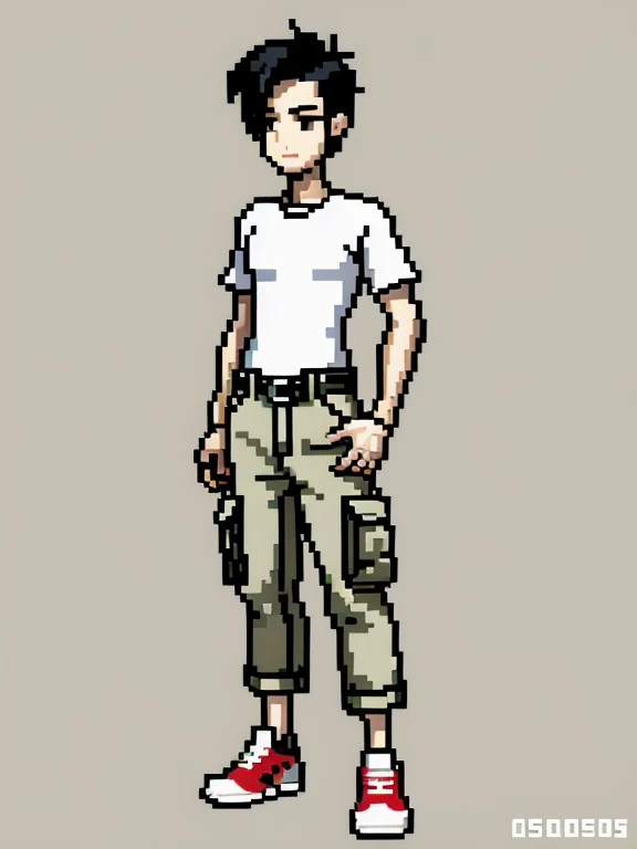 (masterpiece, top quality, best quality), pixel,pixel art,1man,cargo pants,black hair,full body, 
 