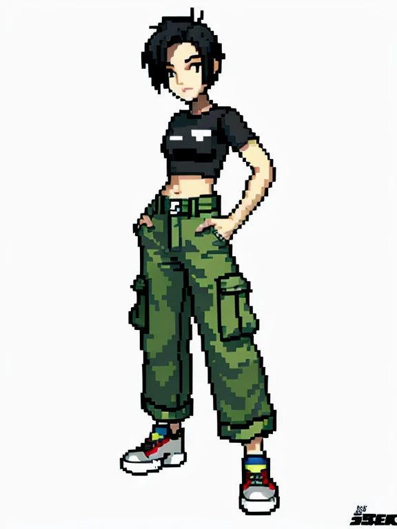 (masterpiece, top quality, best quality), pixel,pixel art,1man,cargo pants,black hair,full body, 
 