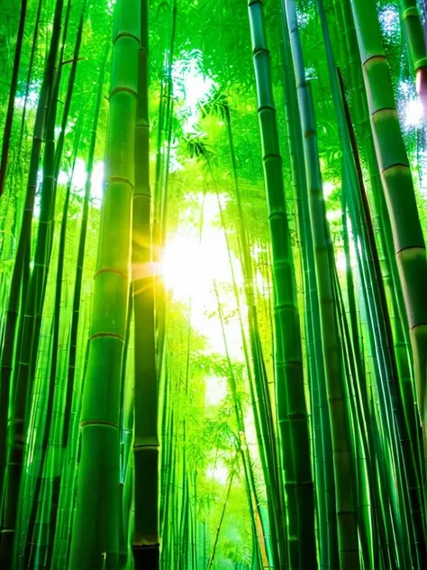 bamboo forest，Sunlight