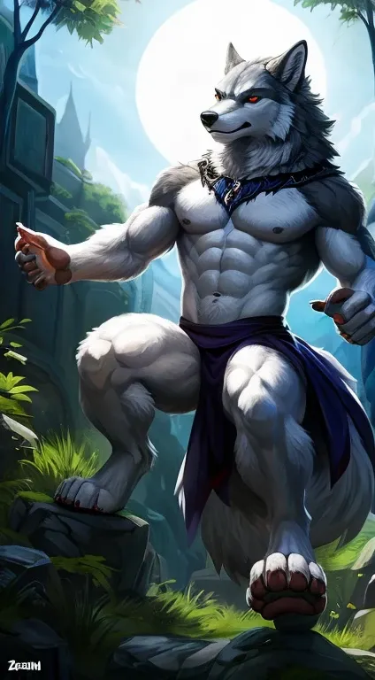 macho lobo, todo el cuerpo cubierto de pelaje esponjoso, , gran pecho musculoso, volumetric abs, day, , detallado, Subido a e621, beautiful and detallado portrait of an anthropomorphic white wolf (((male))) sustraer, Rosa Tran, ruan jia, Subido a e621, zau...