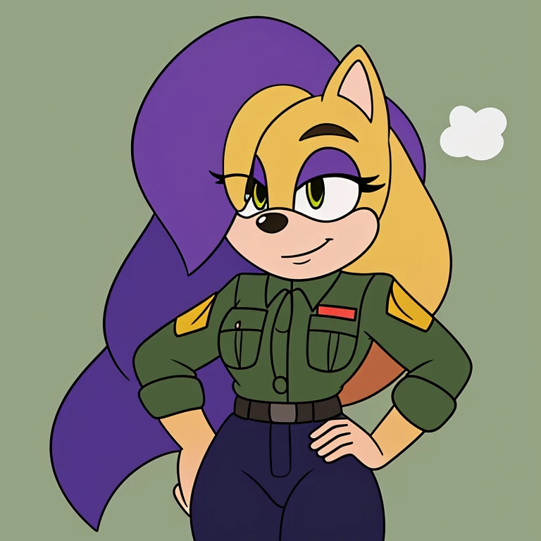 Sergeant, mobian, multi-colored hair, purple hair, yellow hair, female