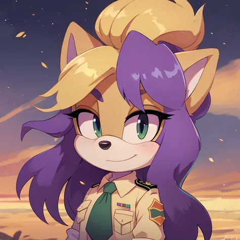 Sergeant, mobian, multi-colored hair, purple hair, yellow hair, female