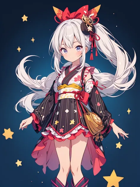 highest quality、８K,handsome face、vtuber-fullbody、A picture of the front straight towards the viewer、Star Fairy、Full body front portrait、front、1girl,highest quality、masterpiece、official art、Super detailed、super beautiful、Cute Star Fairy、white hair straight ...