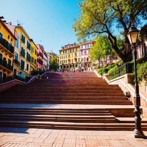 “The Vibrancy of the Spanish Steps” Prompt: “Plaza di Spagna bathed in the spring sunshine”