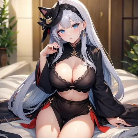 Very large breasts、Very large breasts、Nipples、risque clothes、Gray Hair、Long Hair