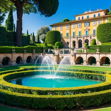 “Villa d&#39;Este in Rome” Prompt: “Beautiful gardens and fountains of Villa d&#39;Este”