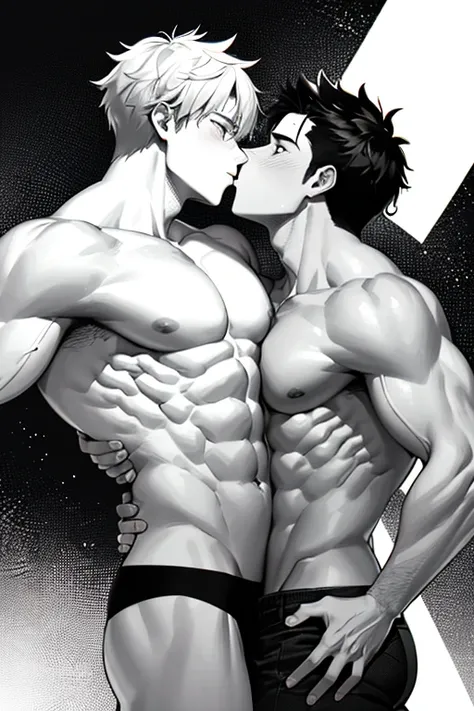 2 Hombre, muscular, gays, kissing