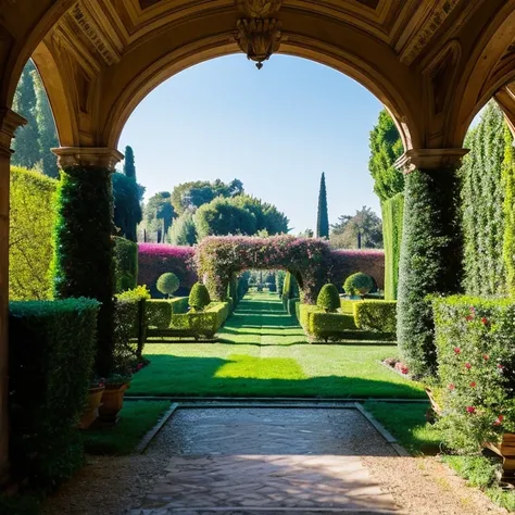 “Villa Medici Gardens in Rome” Prompt: “People strolling in the Villa Medici Gardens々”