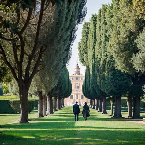 “Villa Scalabrini Park in Rome” prompt: “People strolling in Villa Scalabrini Park々”