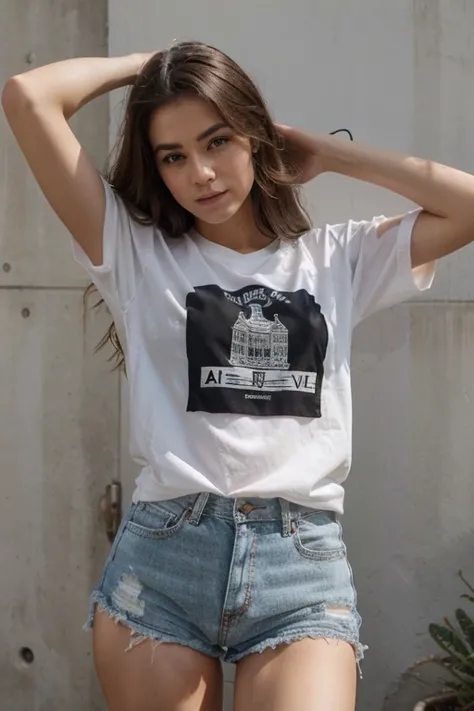 Photo dune jeune fille en t-shirt transparent 