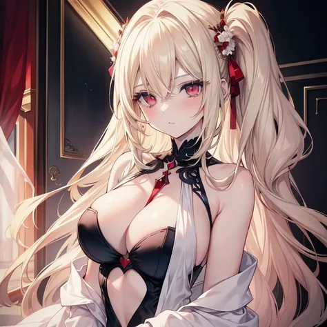 masterpiece, top-quality, high resolution, anime style, pale blonde adult woman, red eyes, large chest

A captivating anime-style masterpiece depicting a woman with porcelain-white skin, flowing pale blonde hair, and piercing red eyes. Her ample bosom is p...