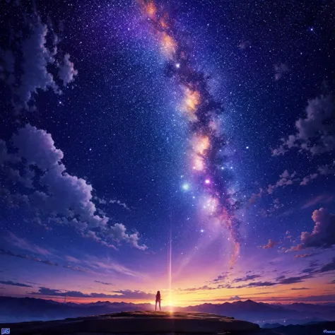 anime wallpapers with a view of the sky and stars, cosmic skies. by makoto shinkai, anime art wallpaper 8k, anime sky, amazing wallpaper,  makoto shinkai cyril rolando, anime background art, ultra detailed sky and galaxy stars, only backgroung, no people