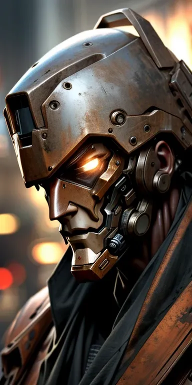 Portrait photo of a handsome man  ,Perfect eyes ,  in a worn out mechanical exosuit,((light bokeh)), difficult, (steel metal [rust]), elegant, sharp focus, photo Grega Rutkovski, Soft lighting, Bright colors, masterpiece, ((streets)), detailed face