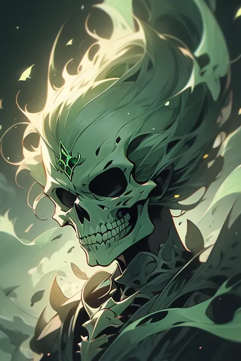 undead skeleton lich green flames floating evil