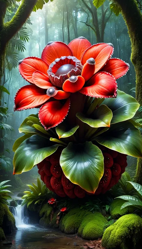 a magical plant，Beautiful Rafflesia, crystal