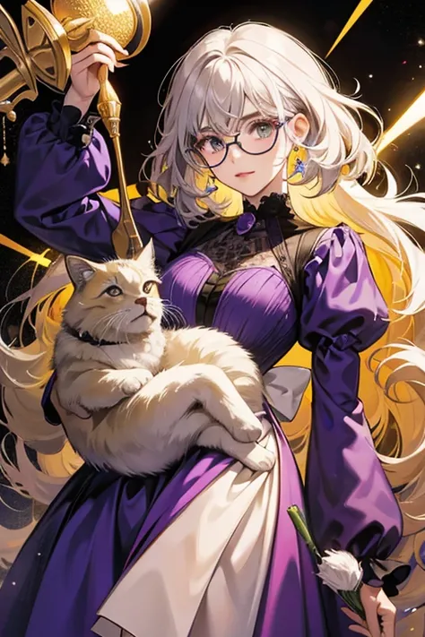 She is a yellow-beige  with a light gray puffy hair. She wears a dark purple dress and carries a black cane with a silver bottom. She also wears glasses. In her older appearances, the lenses of her glasses had a black outline instead of its default dark te...