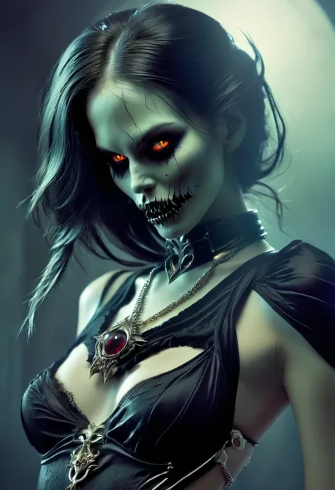 Sexy seductive death, undead head, seductive pose