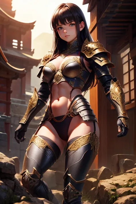 whole body，toes，Raw photo, mithril，red，Black，Intricate details，Combat Ready，armor，Bikini Armor，armorパンツ，Realistic photos, Intricate details, Ultra-detailed, Fine skin, Matte skin，cute，18-year-old，Young Japanese Woman，Realistic, 8K, Golden Ratio,