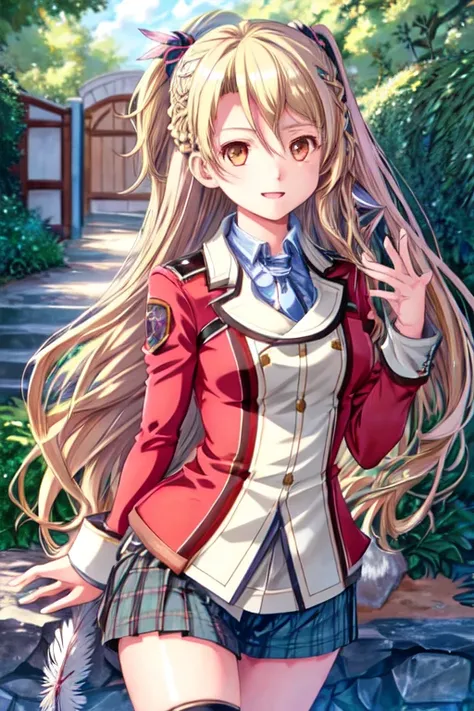 Alisa Reinford,One girl,sen no kiseki,hajimari no kiseki,(((Long blonde hair))),Both sides up,Red eyes,Feather-shaped hair ornament,Half-undressed,Two Side Up