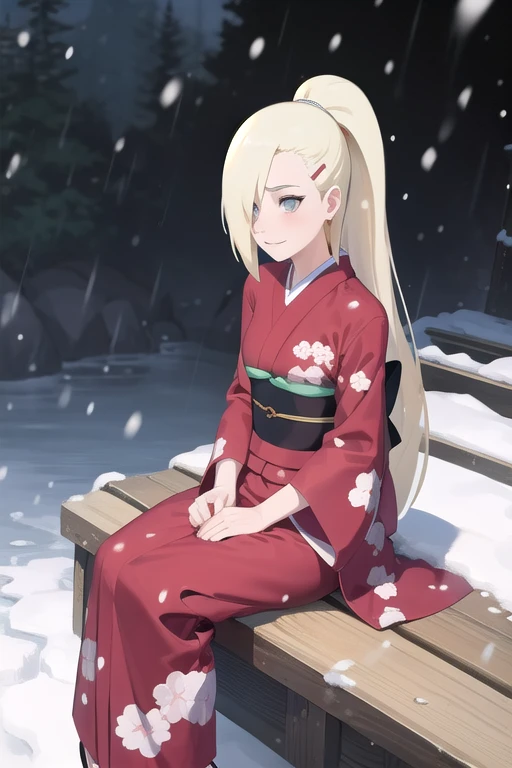 yamanaka ino, kimono, it&#39;s snowing, Sitting,