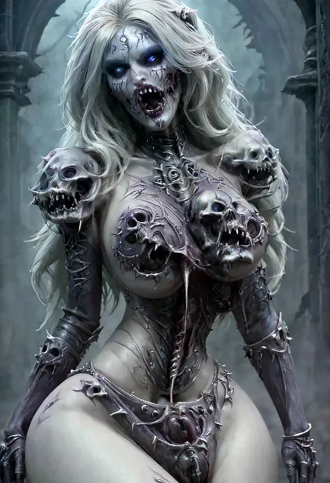 Sexy seductive death, undead head, seductive pose