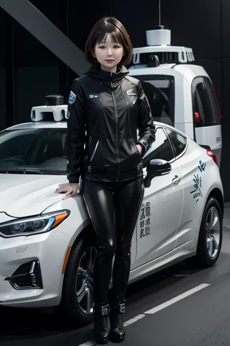 a lot of anthropomorphized ai self-driving cars, all are cute and pretty, full body shot