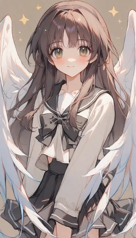 1girl,
maccha (mochancc),
ayaka, school uniform, angel wings, angelayaka, schoolayaka,solo, (close-up:1.2),cowboy shot,smile,looking at viewer,random background,
masterpiece, newest,best quality, very aesthetic, absurdres, safe