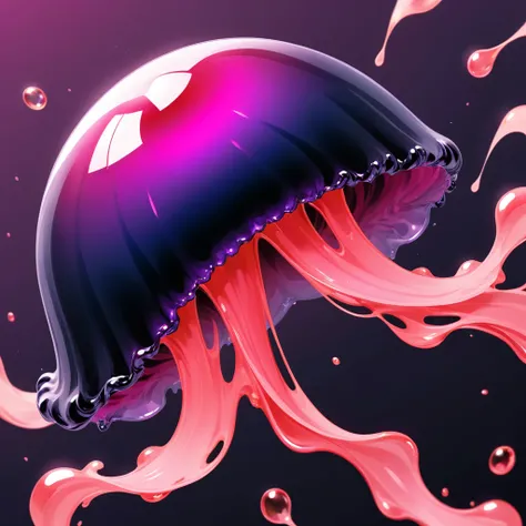 Jelly with void-purple-black and deep-pink-red palette in liquid foil gradient art style