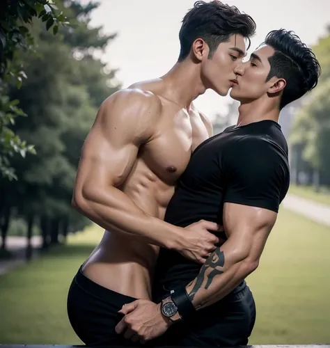 2 handsome guy fucking，having sex, naked, kpop idol, chinese Handsome actor，manly, kissing , hug, cuddle, skin ship, romantic, Male college student， in the park，super hight HD, super detailed, corrected way, musculous，perfect bodieess curly hair, athletic ...