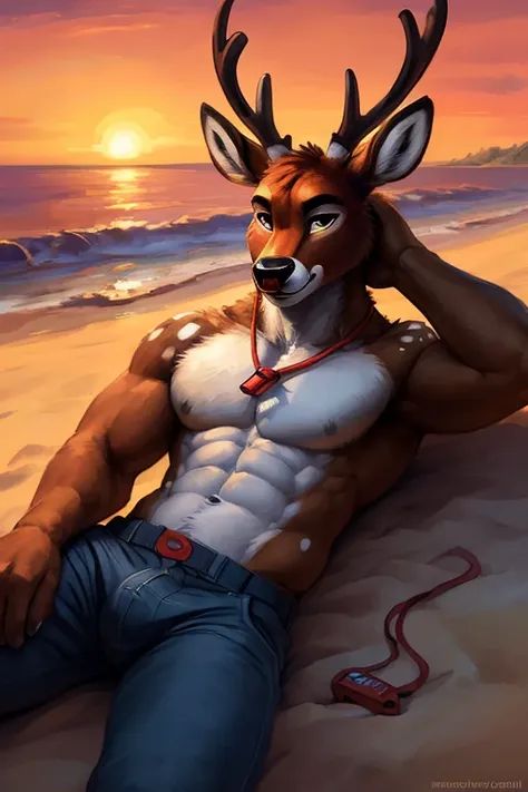 ((anthropomorphic Deer)) with He has all black eyes
Brown fur bright random white spots and muscular And antlers , big chest, day, sexy, sensual, detailed, uploaded to e621, beautiful and detailed portrait of an anthropomorphic Deer with He has all black e...