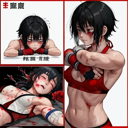 Covered in blood、A beautiful high school girl mixed martial artist covered in scars and a broken body。Being raped。After losing a match、Lie on your back in the ring、Close your eyes、Cover your face with your hands、Shocked and crying bitterly。Facial swelling。...