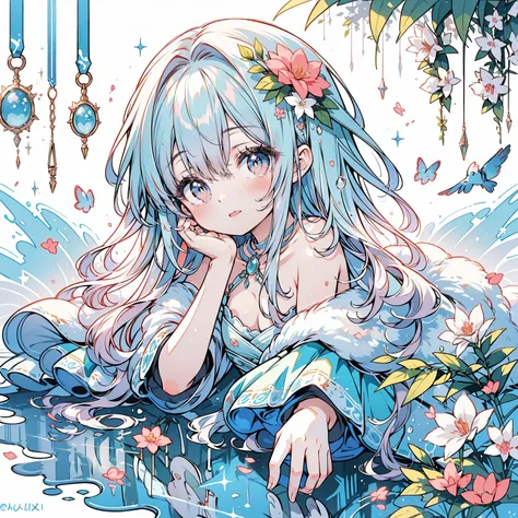 (Exquisite, beautiful, Very detailed, masterpiece, high quality,High resolution),(Well-formed face,soft thin lines: 1.2, Beautiful and delicate illustrations with a mature and transparent feel, Pixiv-inspired anime illustration,Cute pastel-colored girl ill...