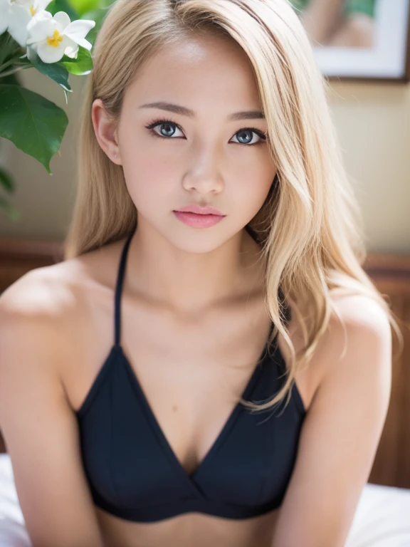 RAW photos, ((((Portrait of extreme beauty))), (((Radiant white beautiful skin)), 1 girl, 14-year-old pretty beautiful girl, ((blonde of bright various colors with glossy)), disheveled hair, hair hanging in front of the face and clinging, [Attractive whiti...